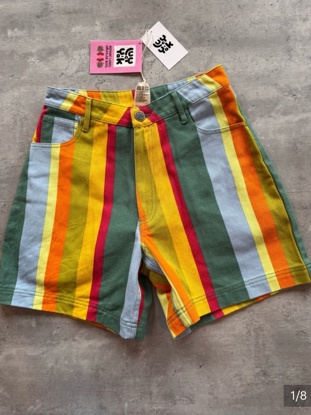 NWT Lucy & Yak Lexi Laguna Stripe Rainbow Shorts Waist 26